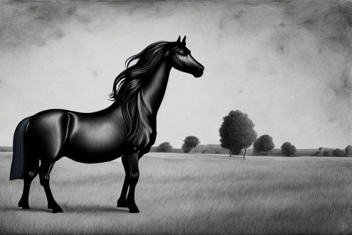 A friesian horse in a rural setting in sasolburg