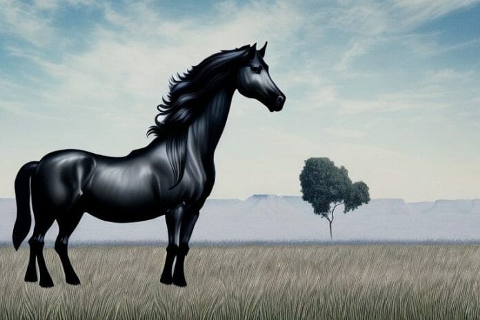 A friesian horse in a field in pretoria