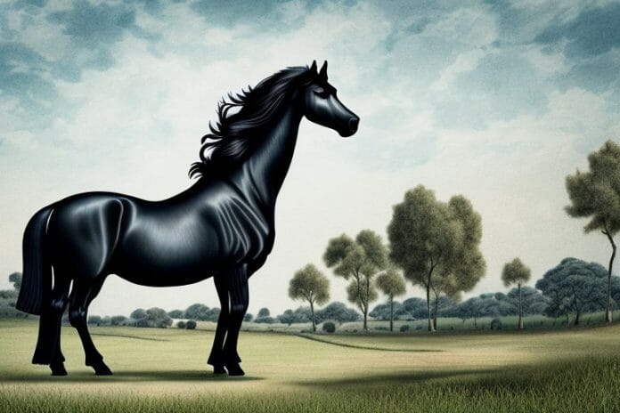 A friesian horse in a rural setting in greater pretoria
