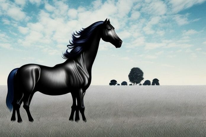 A friesian horse in a field in vereeniging