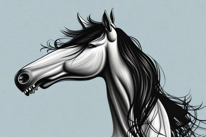 A friesian horse in its natural environment in musina