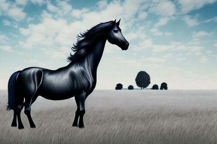 A friesian horse in a field in standerton