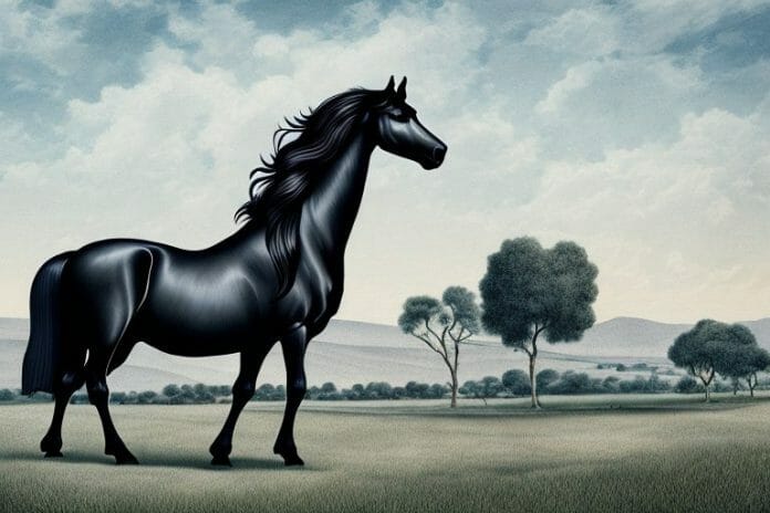 A friesian horse in a rural setting in worcester