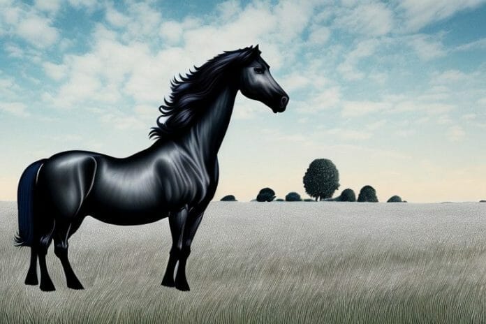 A friesian horse in a field in somerset west