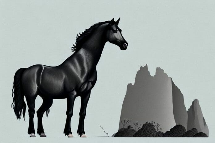A friesian horse in its natural environment in knysna
