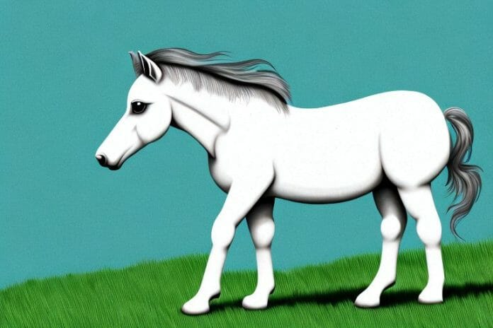 A dartmoor pony horse in a grassy field in richards bay
