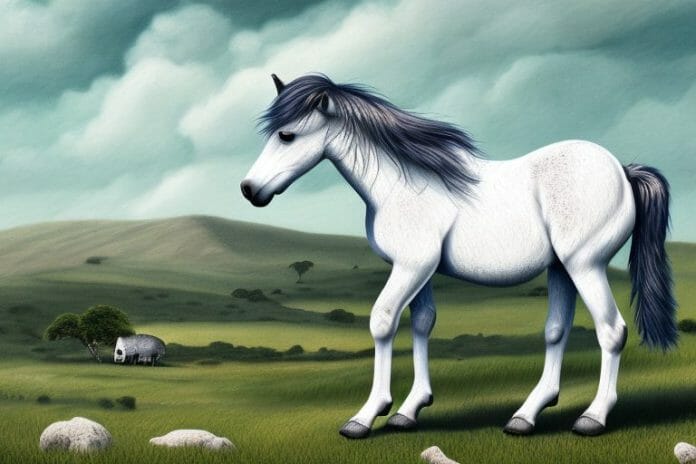 A dartmoor pony horse in a rural landscape in port shepstone