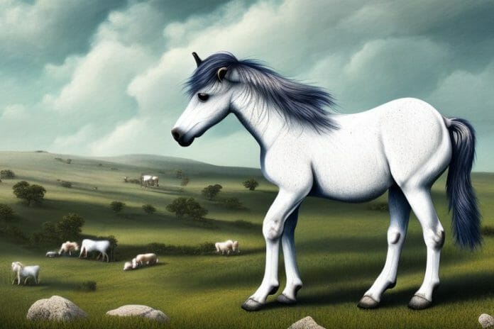 A dartmoor pony horse in a rural landscape in empangeni