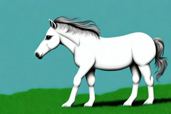 A dartmoor pony horse in a grassy field in pinetown