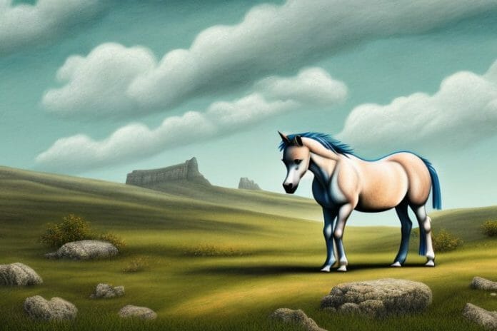 A dartmoor pony horse in a rural landscape in port elizabeth
