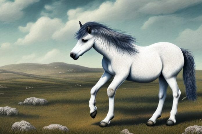 A dartmoor pony horse in a rural landscape in aliwal north