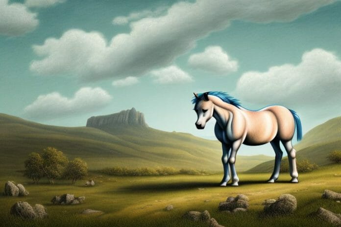 A dartmoor pony horse in a rural landscape in butterworth