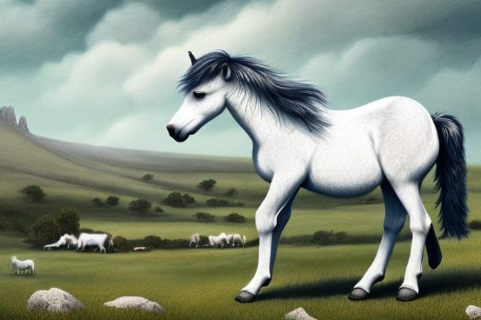 A dartmoor pony horse in a rural setting in botshabelo