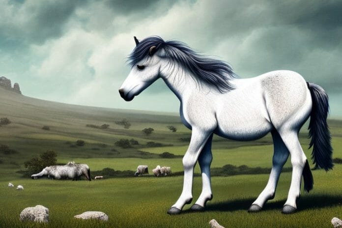 A dartmoor pony horse in a rural setting in phuthaditjhaba