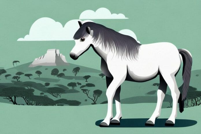 A dartmoor pony horse in a scenic johannesburg