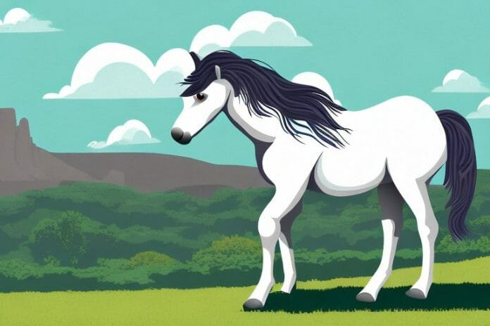 A dartmoor pony horse in a scenic landscape of greater pretoria