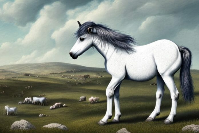 A dartmoor pony horse in a rural landscape in centurion