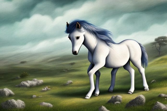 A dartmoor pony horse in a rural landscape in roodepoort