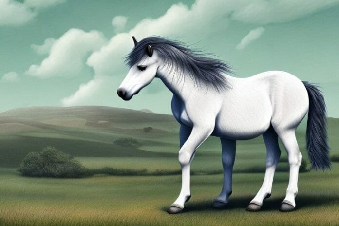 A dartmoor pony horse in a rural south african landscape