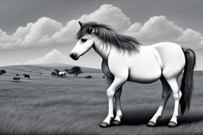 A dartmoor pony horse in a rural setting in lebowakgomo