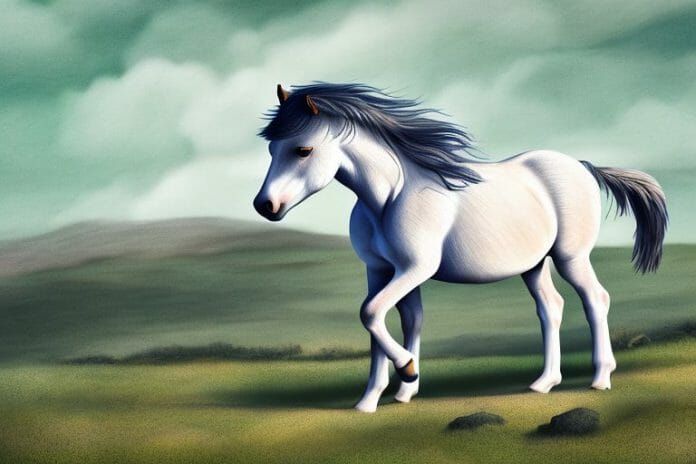A dartmoor pony horse in a rural south african landscape