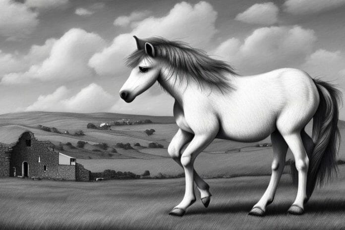 A dartmoor pony horse in a rural setting in middelburg