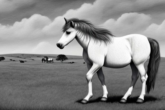A dartmoor pony horse in a rural setting in delmas