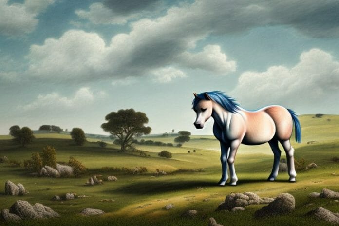 A dartmoor pony horse in a rural landscape in standerton