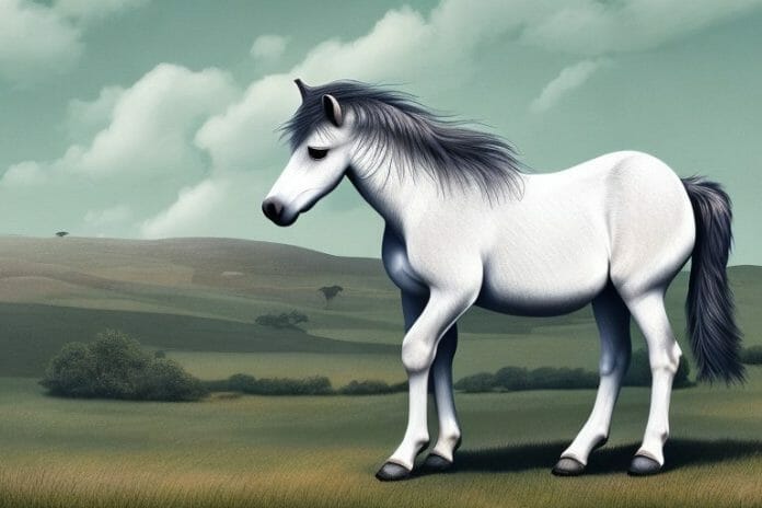 A dartmoor pony horse in a rural south african landscape