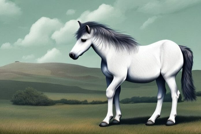 A dartmoor pony horse in a rural south african landscape