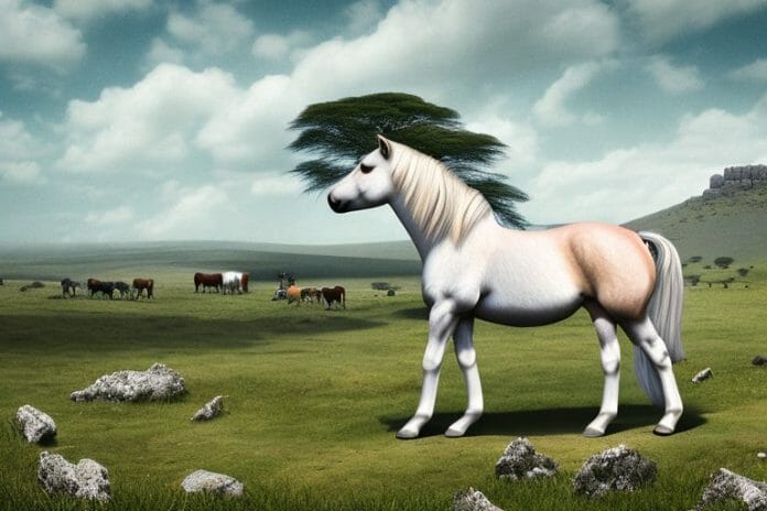 A dartmoor pony horse in a rural setting in rustenburg