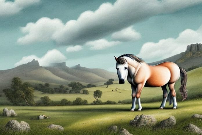A dartmoor pony horse in a rural setting in stellenbosch