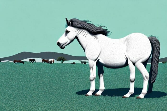 A dartmoor pony horse standing in a field in simon's town