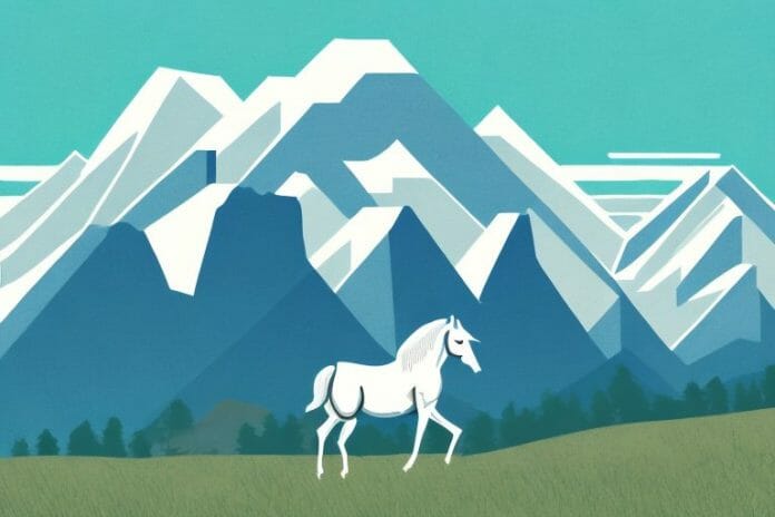 A horse in the rocky mountains