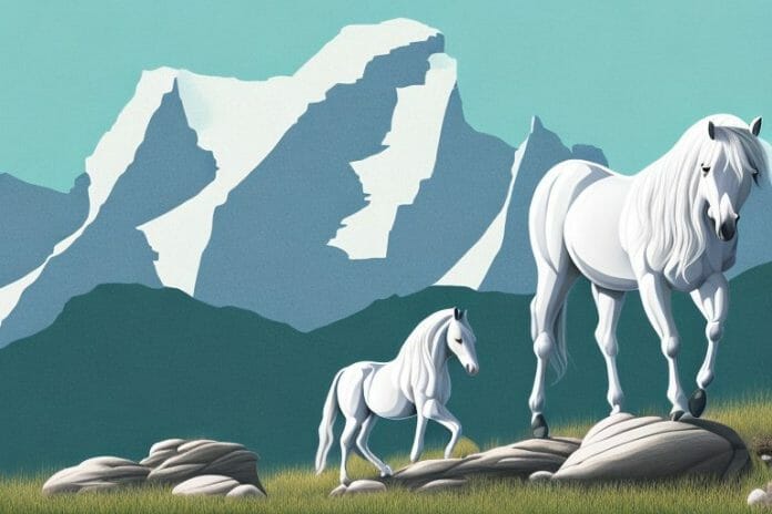 A majestic horse in the rocky mountains with a backdrop of the south african landscape