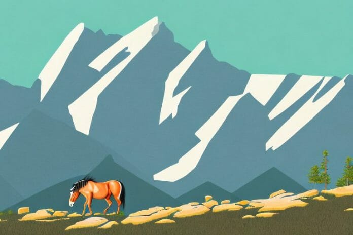 A horse in the rocky mountains with the graaff-reinet landscape in the background