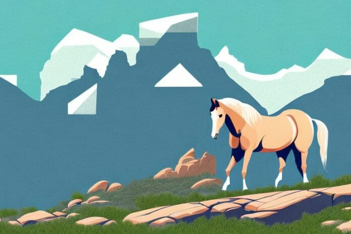 A horse in a rocky mountain landscape in south africa
