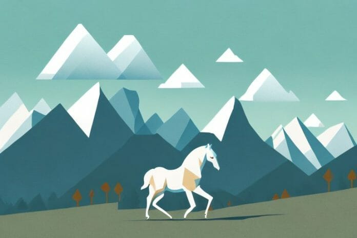 A horse in the rocky mountains