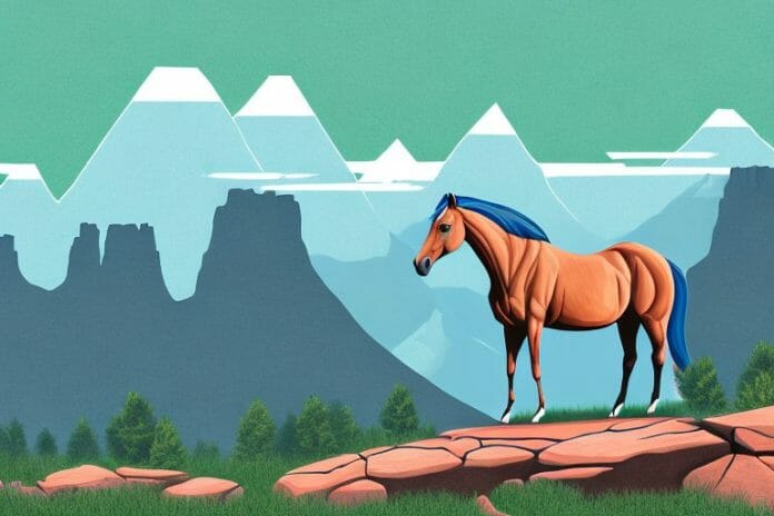 A horse standing in a rocky mountain landscape in pretoria