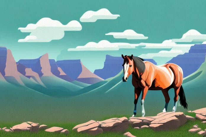 A horse in the rocky mountains with a vanderbijlpark