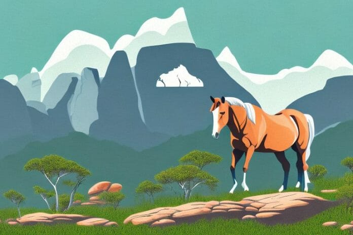 A horse in a rocky mountain landscape in limpopo
