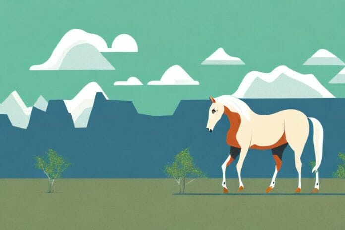 A horse in the rocky mountains