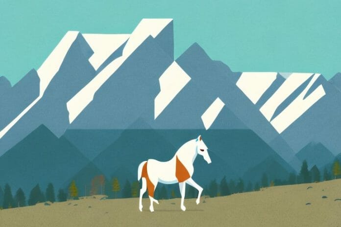 A horse in the rocky mountains