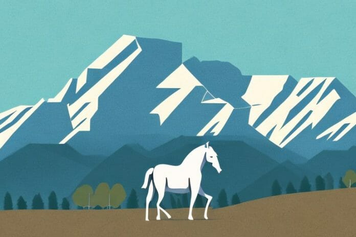 A horse in the rocky mountains with the kimberley