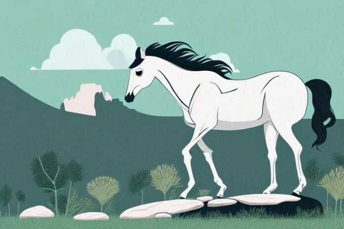 A horse in its natural habitat in the rocky mountains of rustenburg