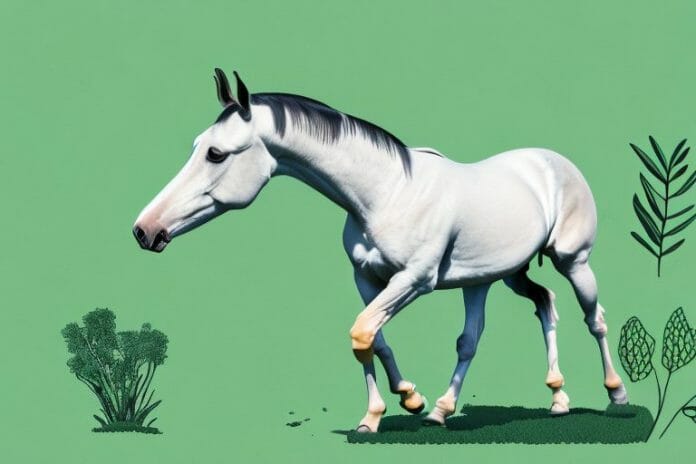 A dutch warmblood horse in a lush