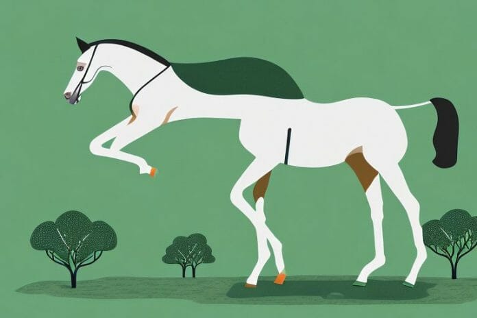 A dutch warmblood horse in a lush