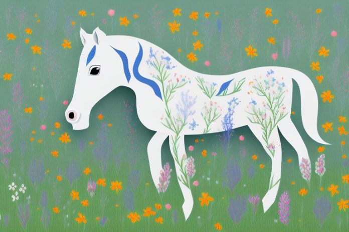 A hackney horse in a spring meadow