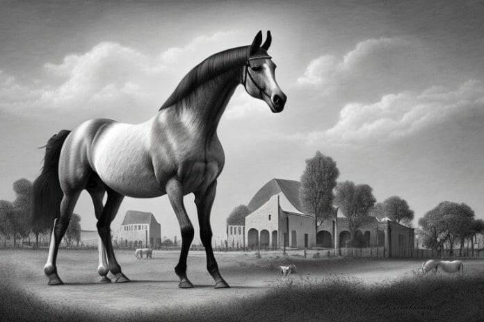 A dutch warmblood horse in a rural setting in bethlehem