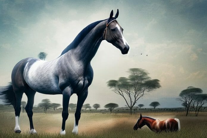 A dutch warmblood horse in a rural setting in limpopo